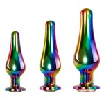 Набор из 3 радужных анальных пробок Rainbow Metal Plug Set