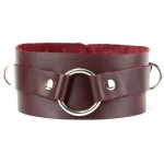 Бордовый широкий ошейник с кольцом Maroon Collar