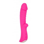 Ярко-розовый вибромассажер 5  Silicone Wild Passion - 19,1 см.