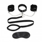 Чёрный ошейник с наручниками и поводком Collar Cuffs   Leash Set